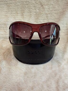 Gucci Burgundy Shield Sunglasses